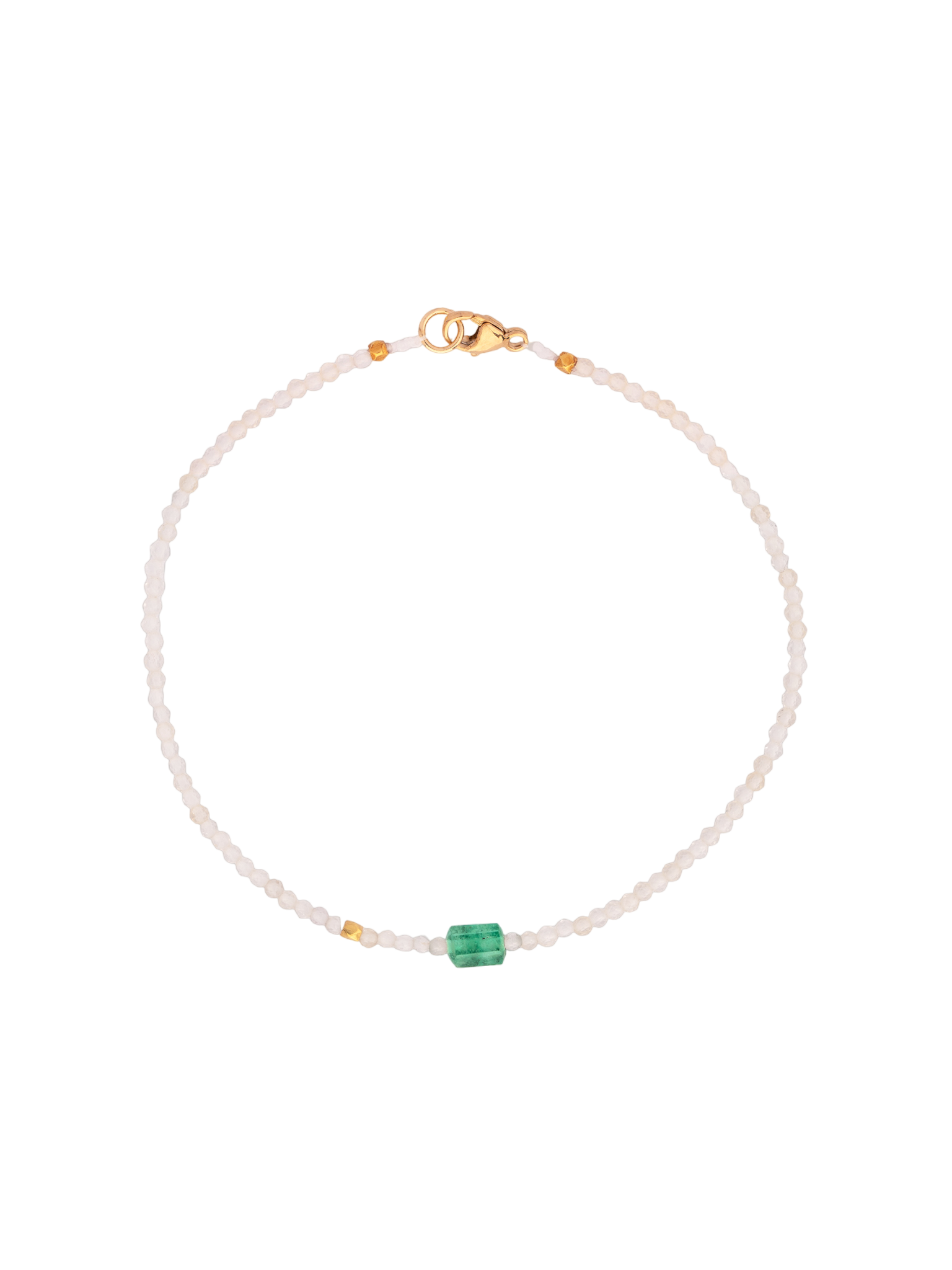 Lemon topaz and emerald + 18kt beaded bracelet